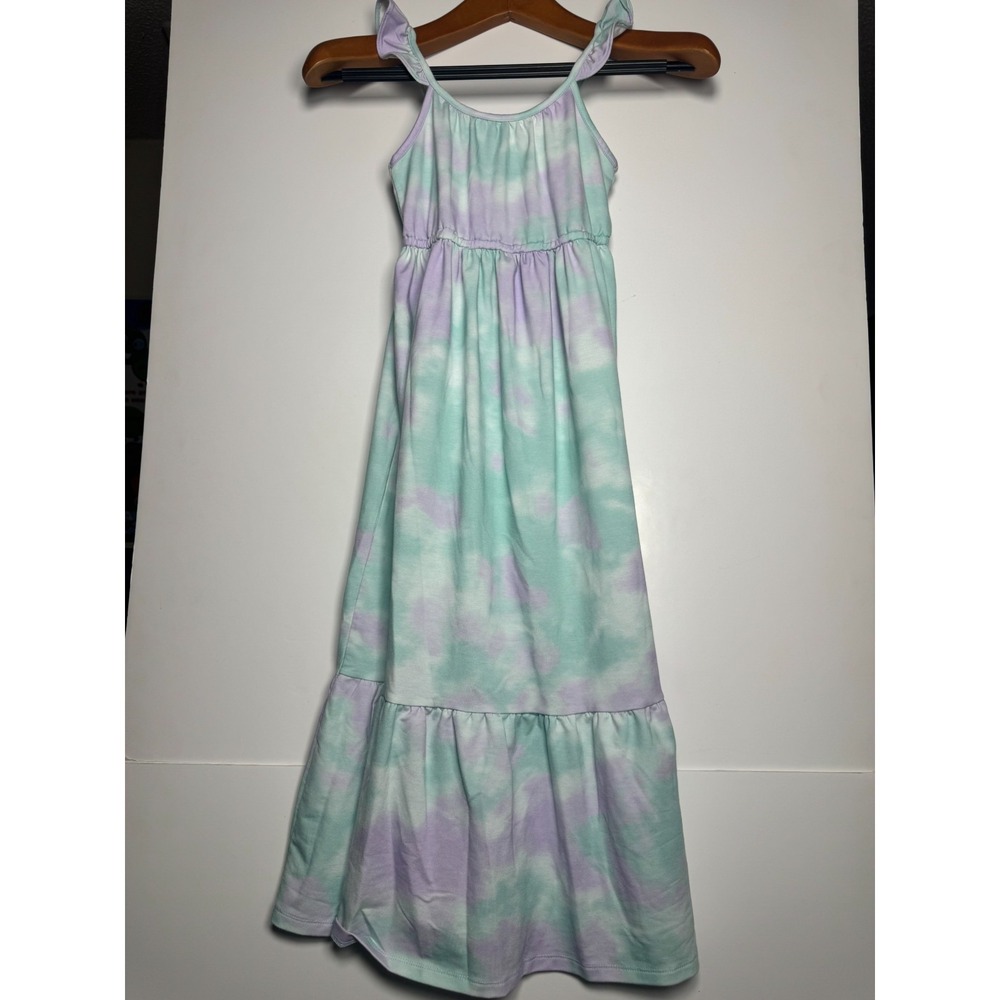 32 Degrees Cool Tiered‎ Maxi Dress Girls Small Multicolor Tie Dye Ruffle Detail